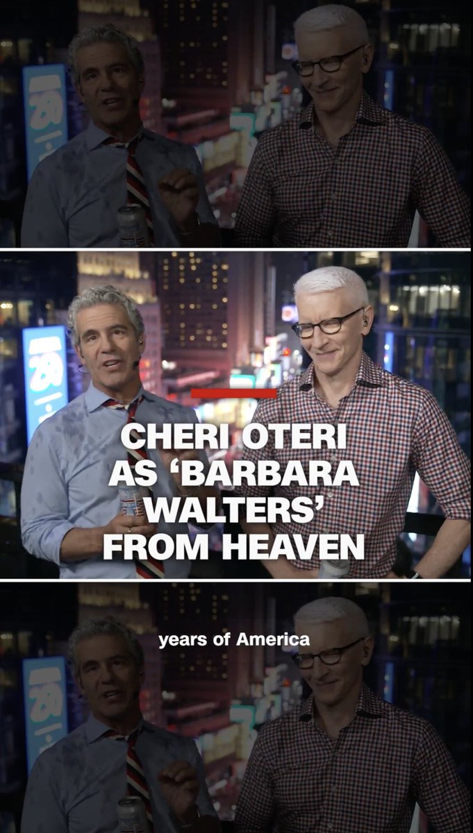 Cheri Oteri impersonates Barbara Walters on Independence Day Eve with Anderson Cooper and Andy Cohen.