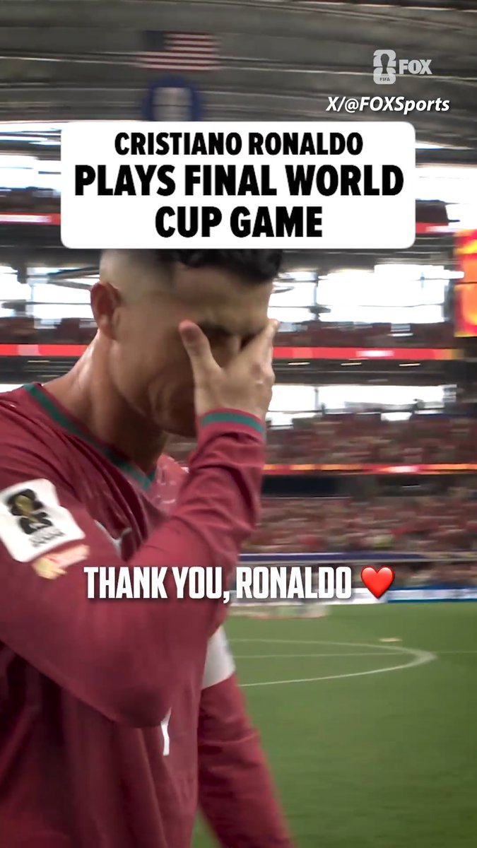 ❤️⚽ Cristiano Ronaldo played his final World Cup match for Portugal. 🎥: X/FOX Sports