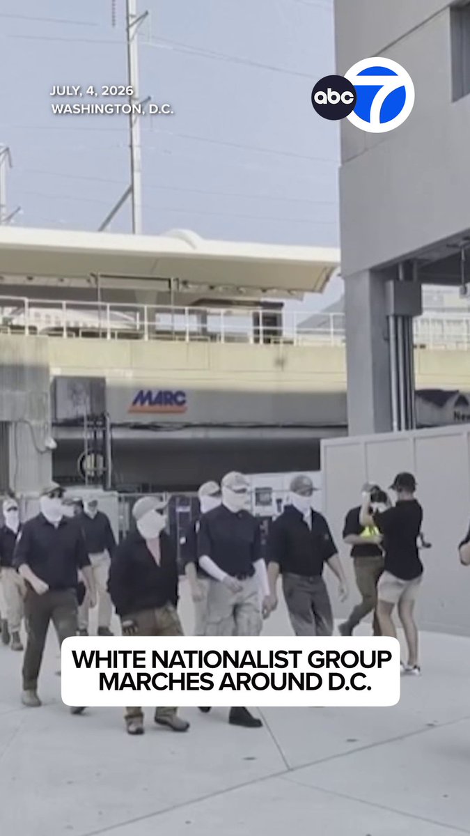 Hundreds of people appearing to be masked members of the white nationalist group Patriot Front marched through Washington, D.C., on the nation's 250th birthday. The group was heard chanting, "Reclaim America."
