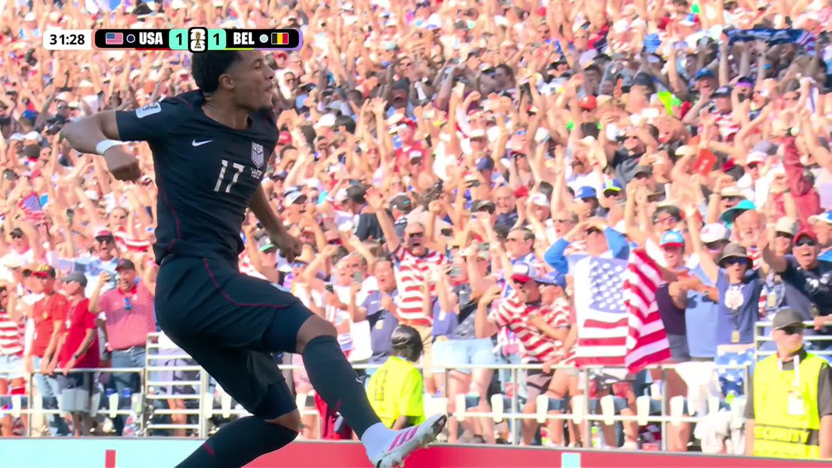 FREE KICK GOAL FOR USA!! The kick from Tillman takes a deflection and ties the game!