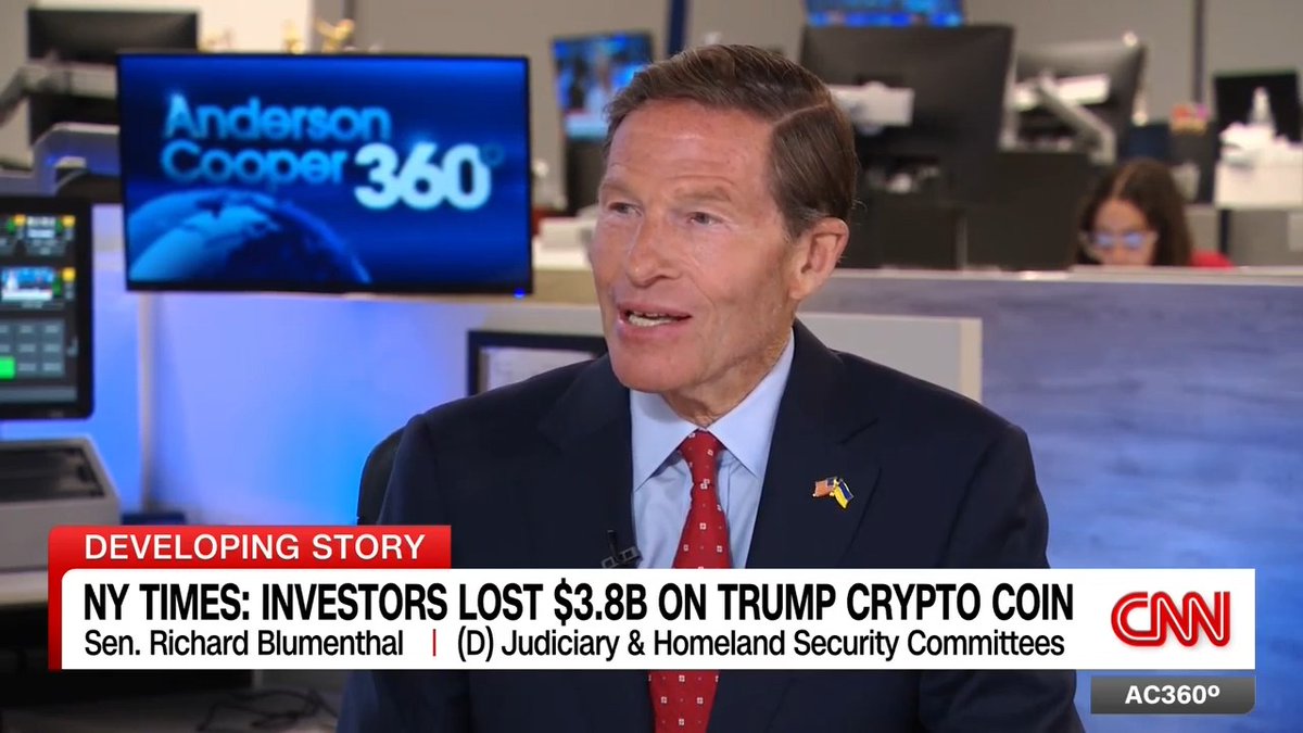 Democratic Sen. Richard Blumenthal compares President Trump's profits from his crypto coin to a "pump and dump" scheme calling it a "presidency for profit."