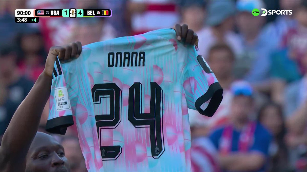 ATENCIÓN A ESTE DETALLE EN EL CUARTO GOL DE BÉLGICA 🇧🇪 Lukaku alzó la camiseta de Onana en señal de homenaje. El mediocampista fue reemplazado en el primer tiempo por un problema en la rodilla. #MundialEnDSPORTS #FIFAWorldCup
