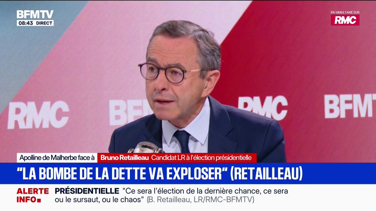 "Il n'y a jamais eu autant de pauvres en France, on est un pays en voie de tiers-mondisation", lance Bruno Retailleau, candidat LR à la présidentielle
