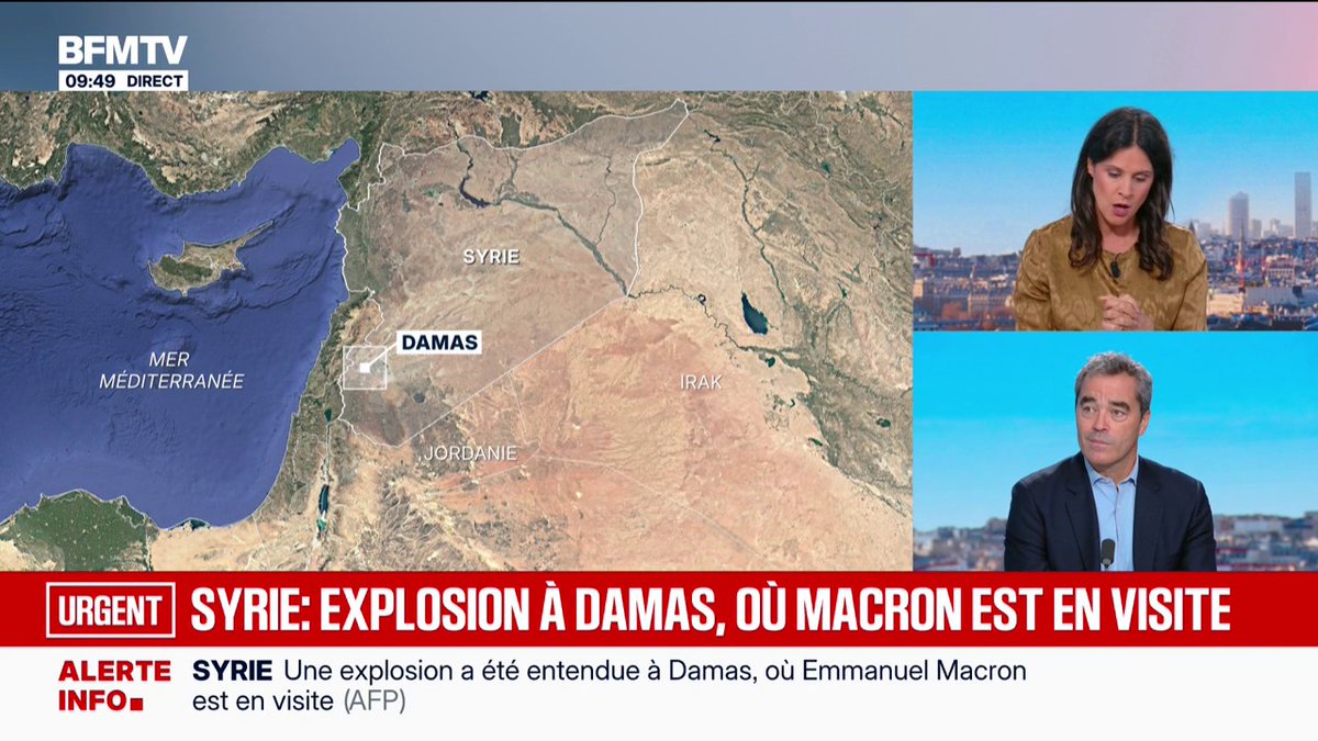 Syrie: au moins deux explosions ont retenti près de l'hôtel où Emmanuel Macron a passé la nuit à Damas
