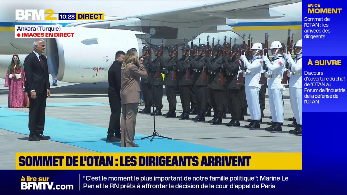 Volodymyr Zelensky et son épouse Olena Zelenska arrivent à Ankara pour le 36e Sommet de l’Otan" #BFM2