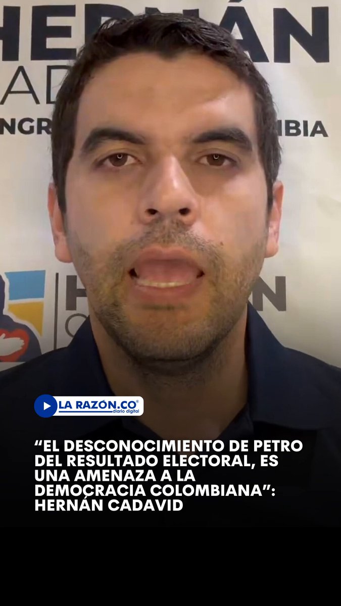 Hernán Cadavid afirmó que las declaraciones del presidente Gustavo Petro sobre las elecciones desconocen la Constitución, las instituciones electorales y la voluntad expresada por los colombianos en las urnas. Además, aseguró que el Centro Democrático defenderá la institucionalidad, la democracia y al presidente electo Abelardo de la Espriella.