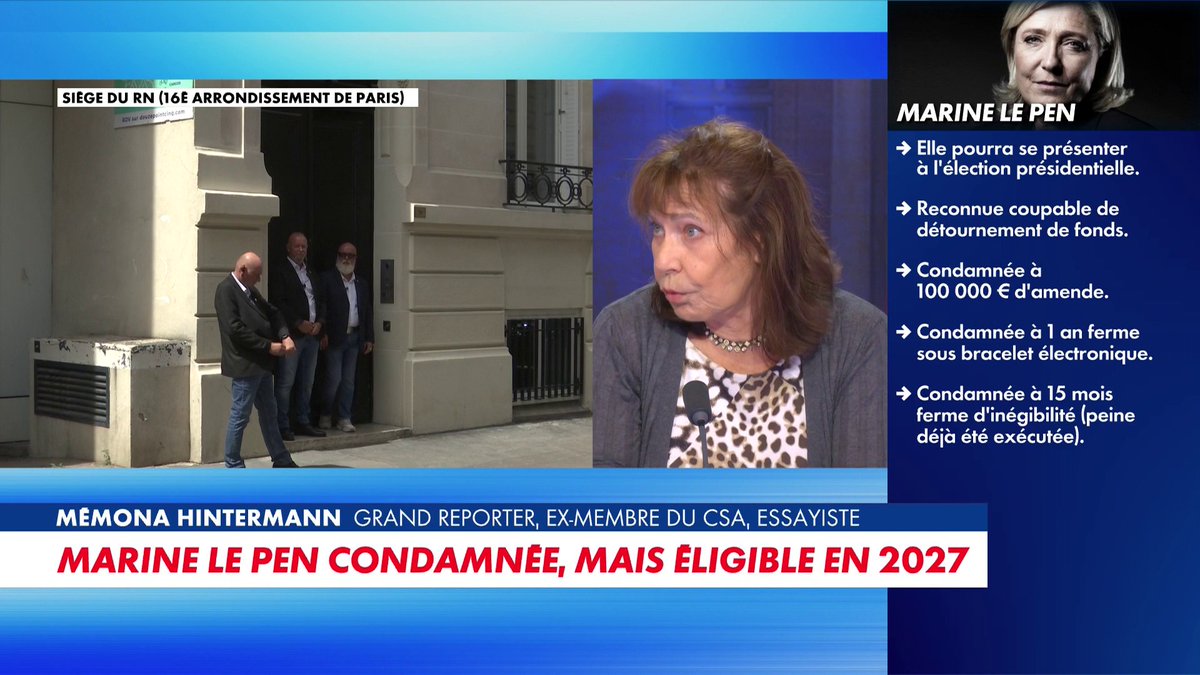 «Il ne fallait pas priver Marine Le Pen de cette élection. Il faut saluer le courage de la justice», observe Mémona Hintermann, grand reporter et essayiste, dans #120MinutesInfo Toute l'info est à retrouver sur