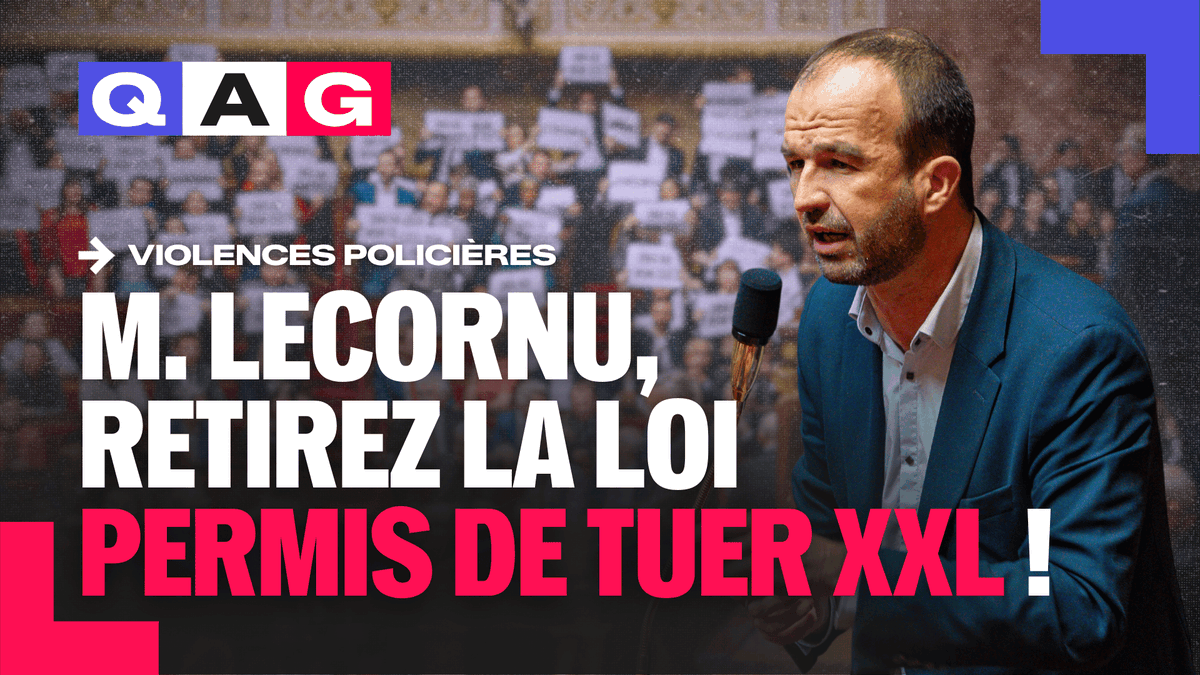 🔴🗣️ URGENT | Manuel Bompard interpelle le Premier ministre sur la loi Permis de tuer XXL, contestée parmi les policiers ! « Après la mort d’Adama Traoré, de Souheil El Khalfaoui, de Nahel Merzouk et de 39 personnes sans arme en 7 ans, combien de nouveaux drames voulez-vous avoir demain sur la conscience ? M. Lecornu, comptez-vous être celui dont l'histoire retiendra qu'il a mis en oeuvre le programme de Jean-Marie Le Pen ? Ou allez-vous retirer cette loi ? » #DirectAN #QAG