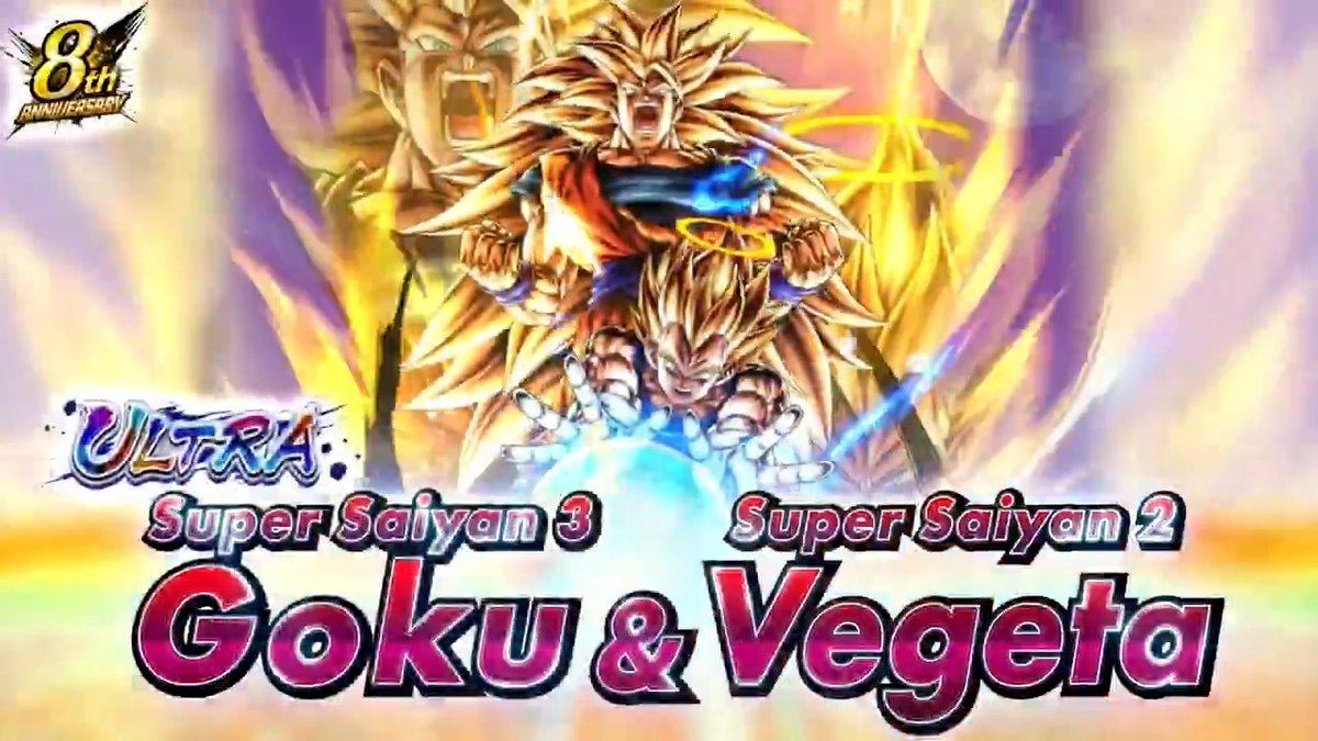 ◥◣New 8th Anniversary Character Info!◢◤ The first ever ULTRA Tag Character, "Super Saiyan 3 Goku & Super Saiyan 2 Vegeta" from "Episode: Majin Buu Saga (Z)", joins the fight! #UnpredictableDBL8th #DBLegends #DragonBall