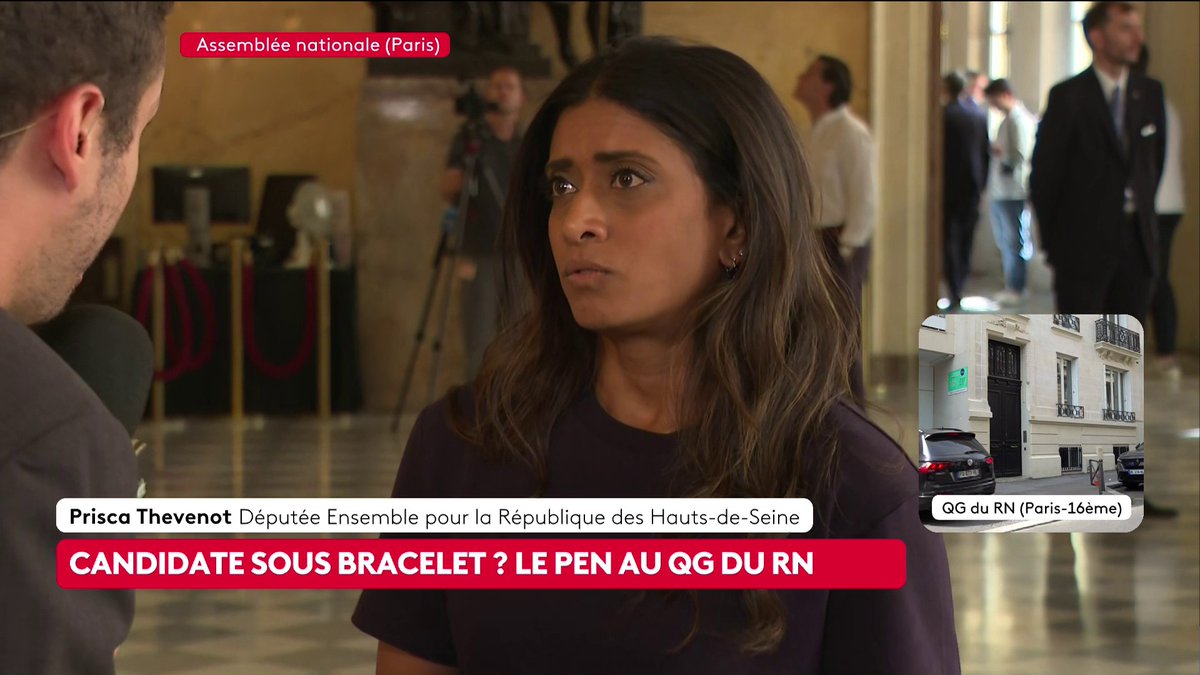🔴 🗣️ Procès en appel de Marine Le Pen : "Avec Gabriel Attal nous sommes prêts à débattre avec les représentants du Rassemblement national quels qu'ils soient", assure la députée Ensemble pour la République Prisca THEVENOT. #canal16