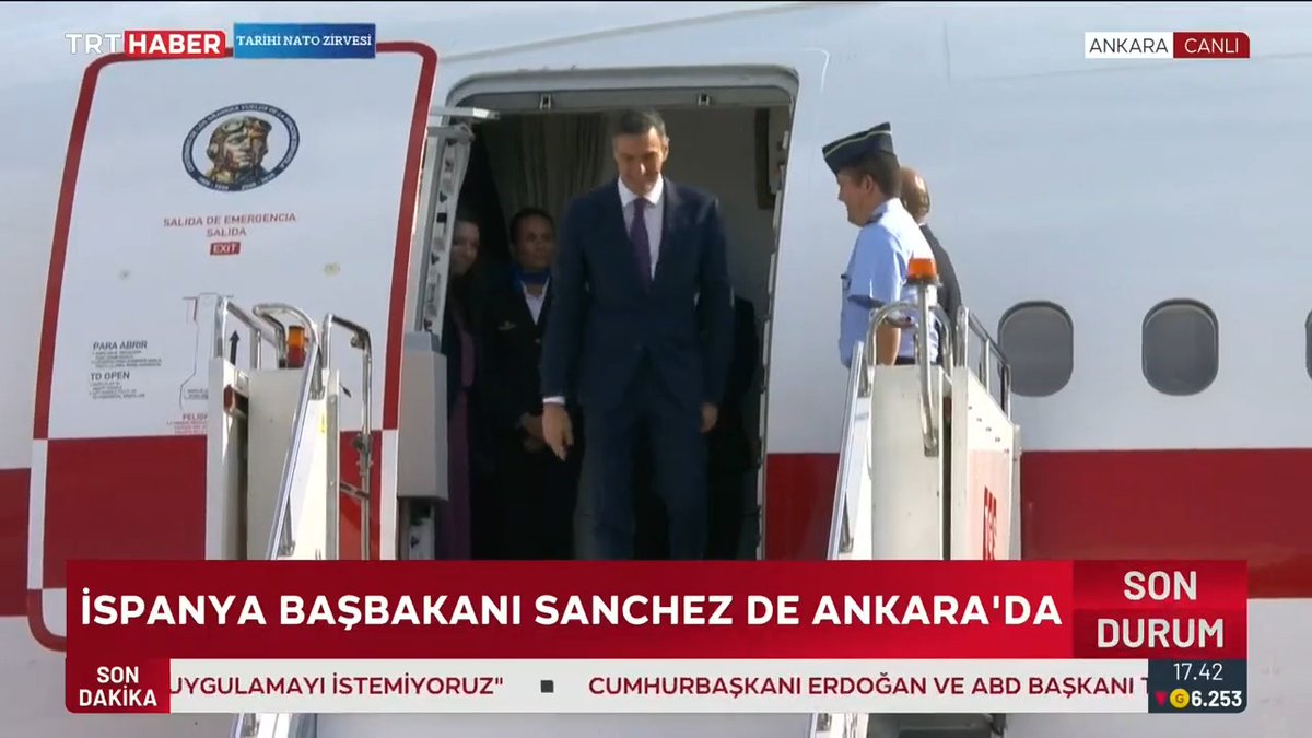 İspanya Başbakanı Pedro Sanchez, NATO Zirvesi için Ankara'da. #NATOsummit