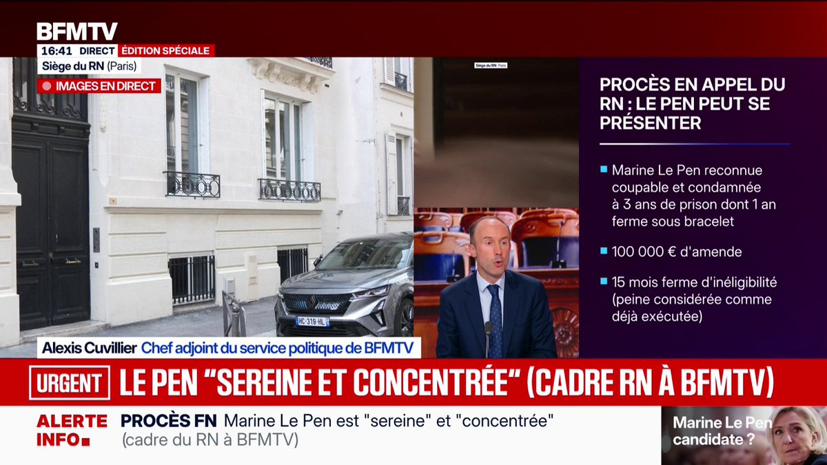 Procès en appel du RN: Marine Le Pen est "sereine et concentrée", selon un cadre du Rassemblement National à BFMTV