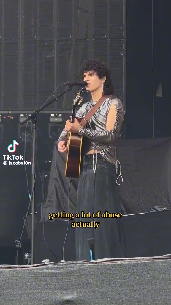 Jacob Alon shares a message for the LGBTQIA+ community while opening for Lewis Capaldi at Blackweir Fields in Cardiff.