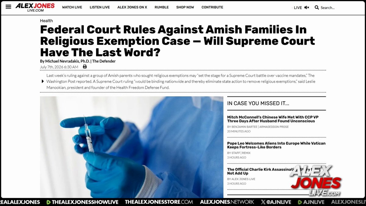 BREAKING: Federal Court Rules Amish Can Be Forcibly Injected By Vaccine Mandates- That Means Everybody Else As Well! Alex Jones Responds, "The Supreme Court MUST Come In & Block This!" 🔴WATCH ALEX JONES LIVE NOW: