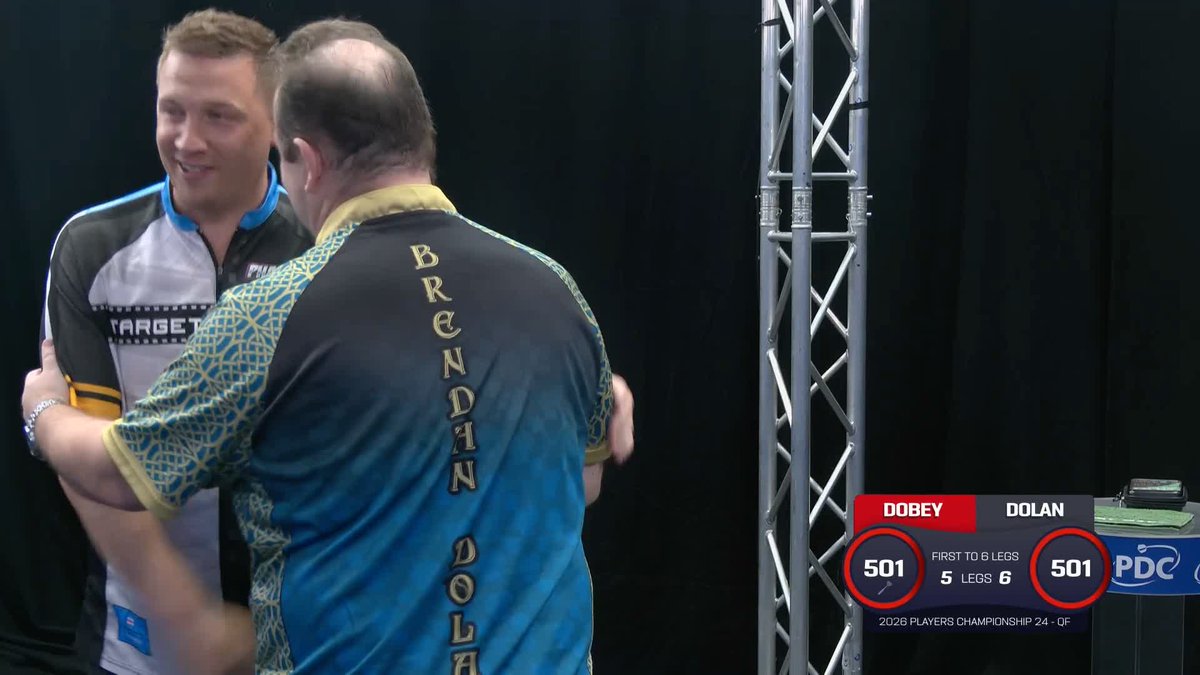 DOLAN DENIES DOBEY! Brendan Dolan comes back from 5-2 down to pip Chris Dobey in a last-leg decider and progress into the semi-finals! What a contest 🔥 📺 #PC24