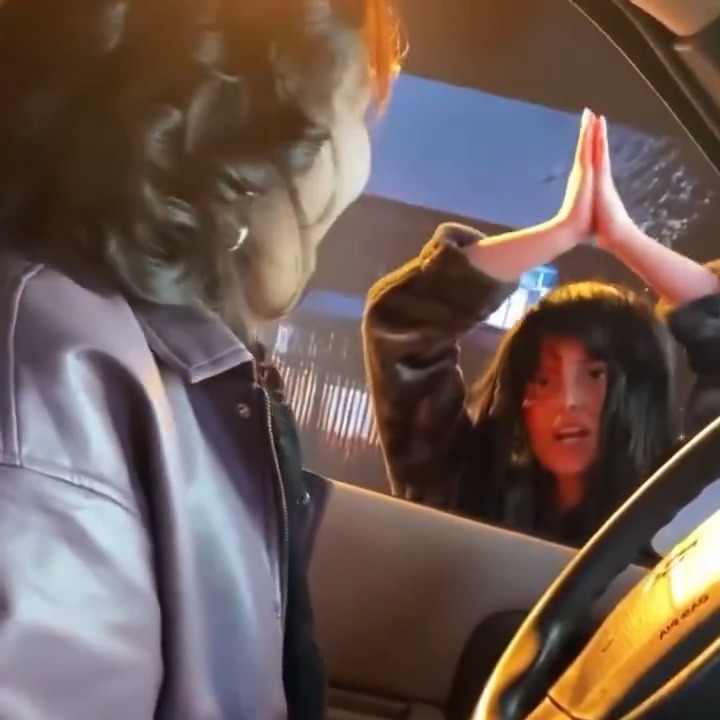 Inde Navarrette and Megan Lawless filming the car scene in 'OBSESSION'