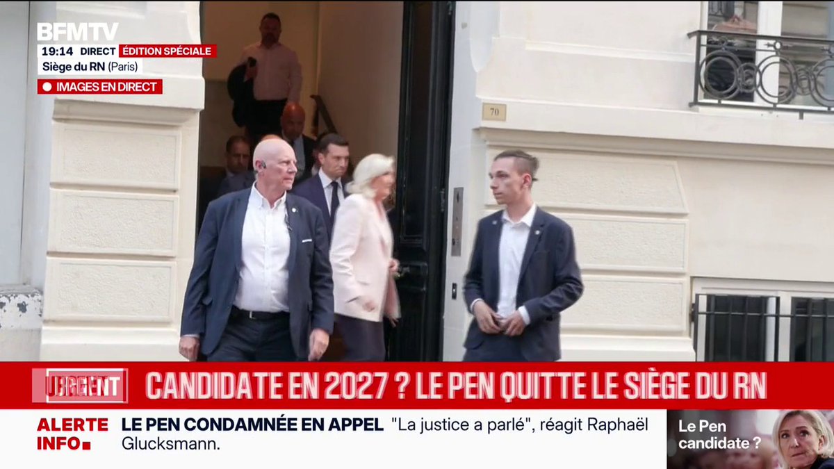 Présidentielle 2027: Marine Le Pen et Jordan Bardella quittent ensemble le siège du RN