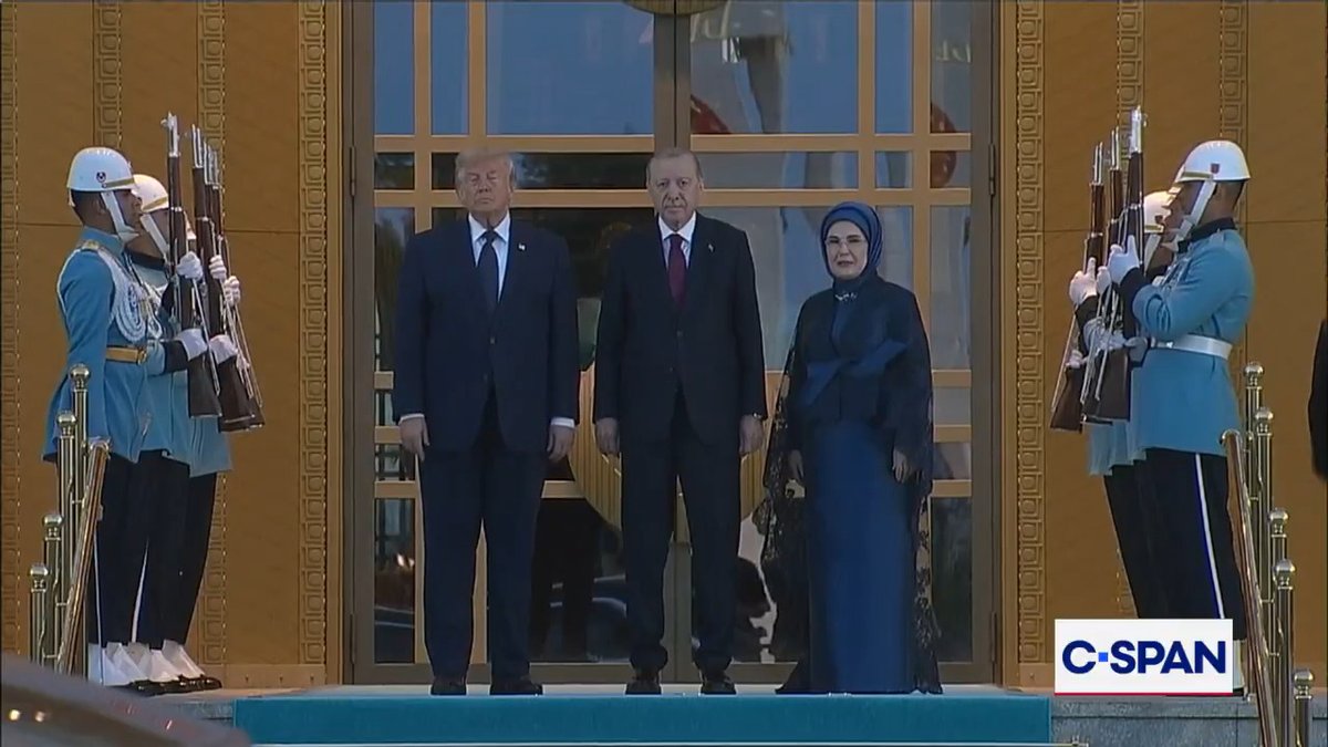 President Trump arrives for NATO Summit Dinner.