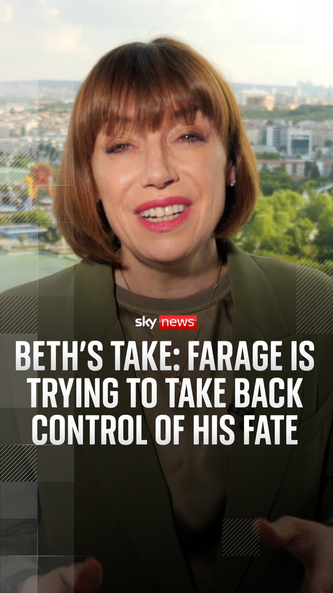 'Farage - ever the populist politician - wants to frame this as a fight between the people versus the establishment.' Sky's Beth Rigby looks at why the under-pressure Reform party leader Nigel Farage has stood down as MP for Clacton-on-Sea to trigger a by-election, much to the disdain of his political opponents. 🔗
