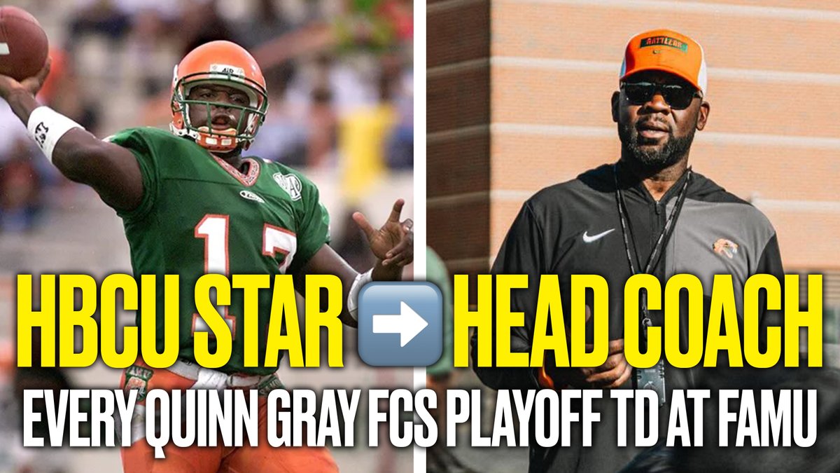 Quarterback then, coach now 🐍 Before taking over as head coach in 2026, Florida A&M Football 🏈's Quinn Gray starred at quarterback for the Rattlers from 1999-2001. Check out his #FCSPlayoffs highlights! #FCS
