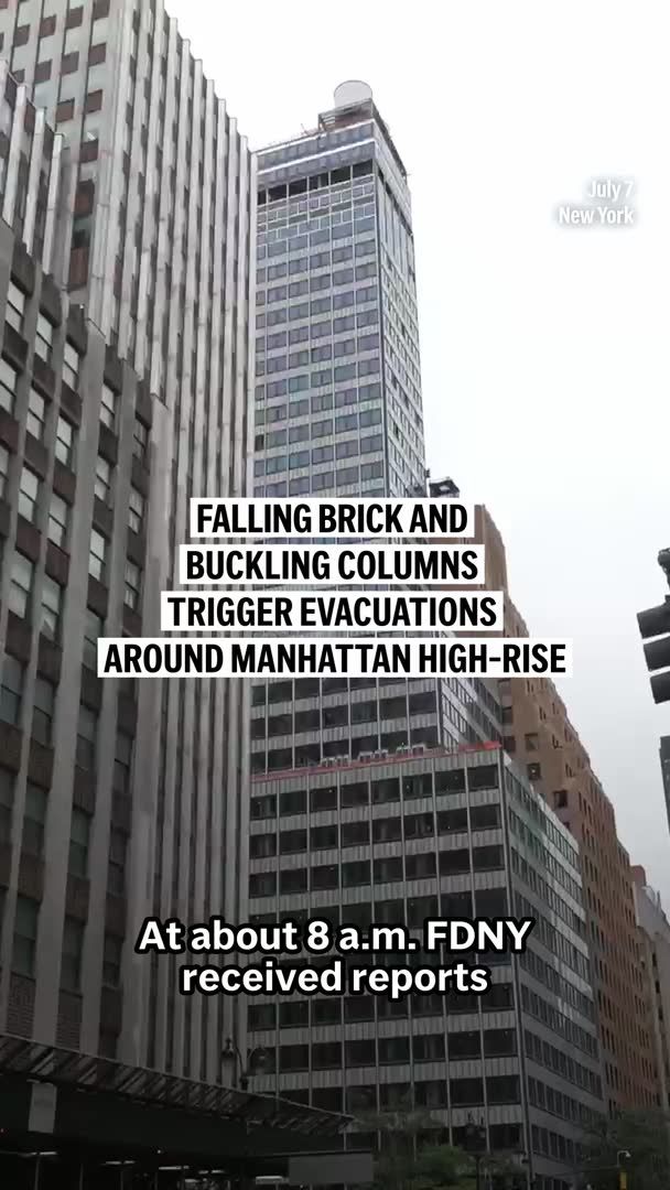 The New York Fire Department said on Tuesday that it received reports of bricks falling from the 38-story building at 235 East 42nd Street at around 8 a.m. The building, as well as a number of others in the area were evacuated as a precaution.