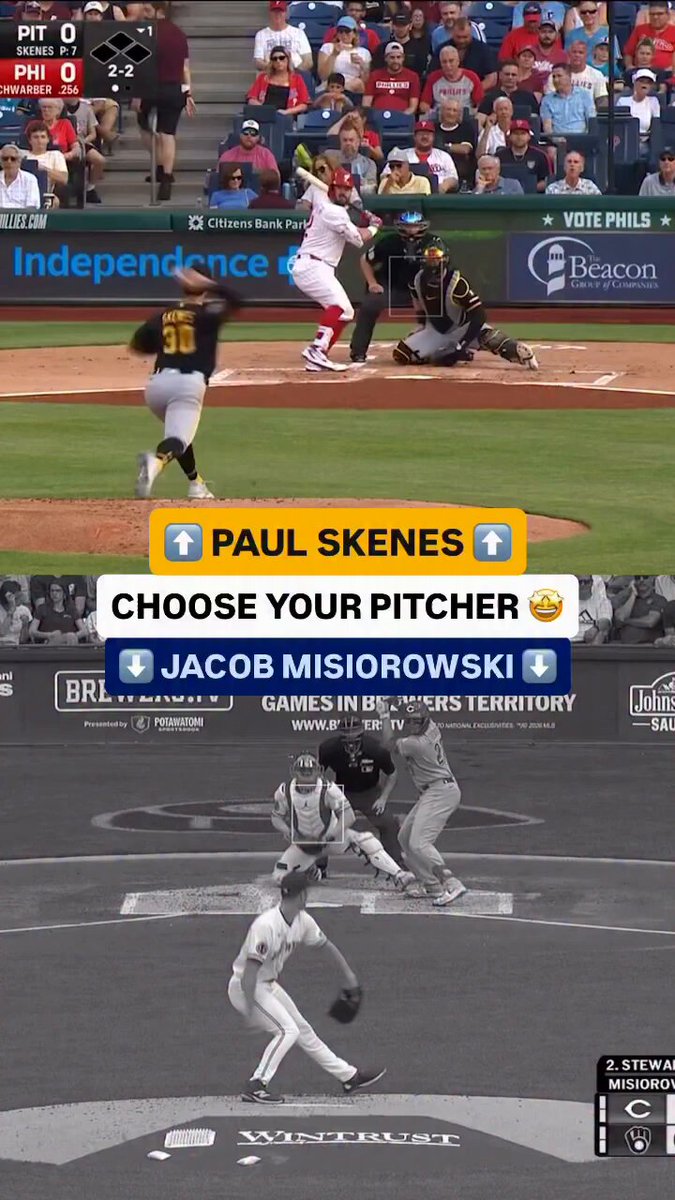 Paul Skenes and Jacob Misiorowski are coming with THE HEAT. 🔥 📺: Brewers vs Pirates, Sunday 12p.m. ET on Peacock &amp; NBCSN