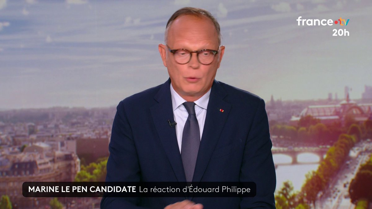 🔴🗣️"Sur beaucoup de sujets, la ligne du RN est tout sauf clair", estime Édouard Philippe, candidat à l’élection présidentielle et président du parti Horizons. #JT20h