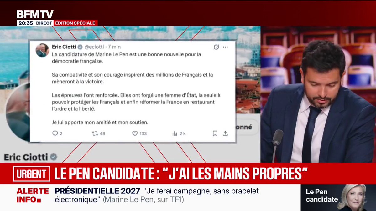Présidentielle 2027: Eric Ciotti, Eric Zemmour... Les premières réactions à l'annonce de la candidature de Marine Le Pen