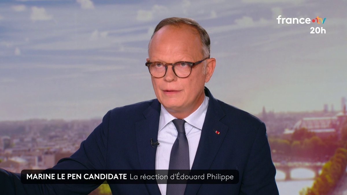 🔴🗣️ "Je veux proposer aux Français d'éviter de vivre (...) un choix entre M. Mélenchon (...) et Mme Le Pen" déclare Édouard Philippe, candidat à l’élection présidentielle. #JT20h