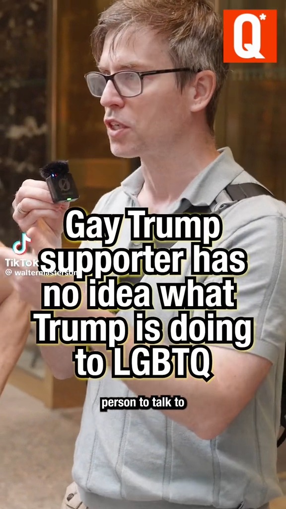 WATCH: Gay Tr*mp supporter realizes he doesn’t know WTF he’s talking about in real time. Follow the link in our bio for more.