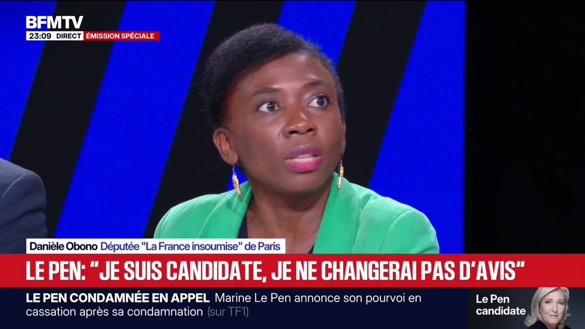 Affiche de campagne de Marine Le Pen: "Ce n'est qu'un hommage fait par l'extrême droite à la Macronie", selon Danièle Obono, députée "La France insoumise" de Paris