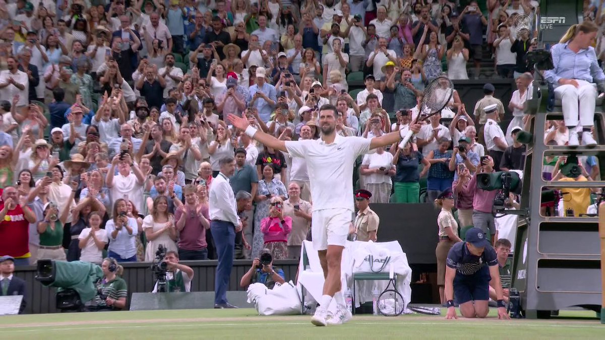Novak Djokovic is 39 years old and just won a 5 hour and 15 minute match at Wimbledon 😮