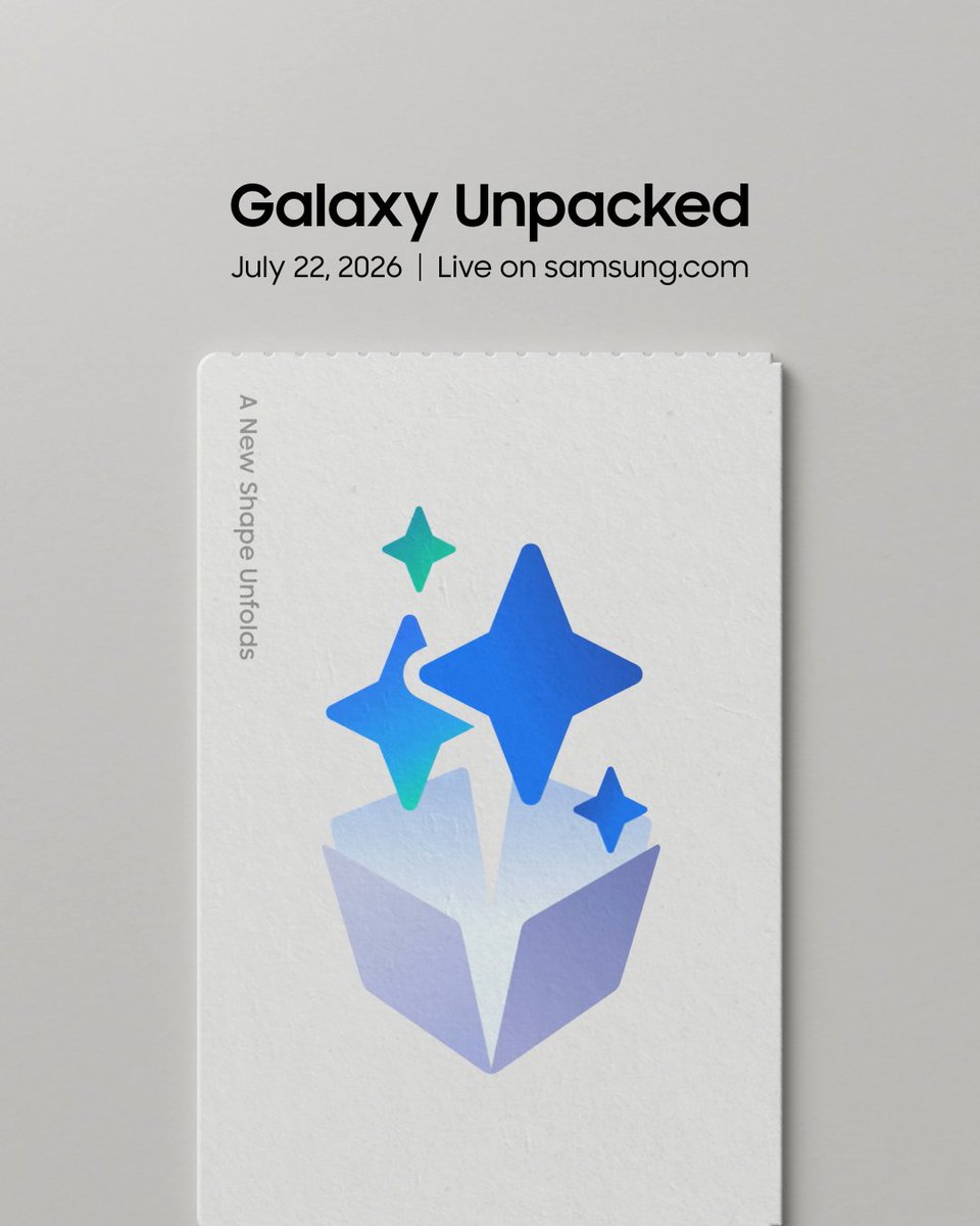 Like this post and get a front-row seat to what's next. Join us at Samsung Galaxy Unpacked on July 22. A new shape unfolds. Reserve now: #GalaxyAI #GalaxyUnpacked #Samsung