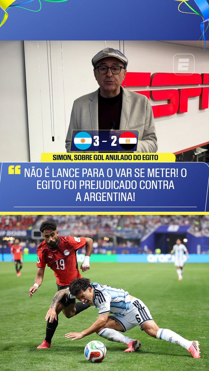 GOL MAL ANULADO??? 😱 Carlos Eugênio Simon falou sobre o gol anulado do Egito contra a Argentina após uma "suposta falta" no início da jogada. Concorda com ele, fã de esportes? 👉 Assista à Copa do Mundo FIFA pela CazéTV, no #DisneyPlus, sem custo adicional. #ESPN2026 #FIFAWorldCup