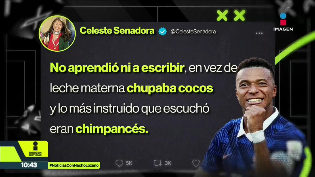 Los tuits pasaron a ser amenazas. La senadora de #Paraguay, Celeste Amarilla, intentó intimidar a Kylian #Mbappé por llamarla “despreciable e indigna”, tras los mensajes racistas en su contra. La polémica trascendió a un asunto de Estado: #NoticiasConNachoLozano #NoticiasImagen