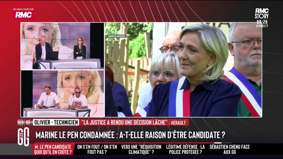 ⚖️ Marine Le Pen condamnée mais candidate : a-t-elle raison d’y aller ? 📞 Olivier, technicien, au 3216 : "Je veux saluer le courage de Marine Le Pen. Un jugement de lâche a été rendu. Il a fait porter sur ses épaules tout le poids de la décision." #GGRMC