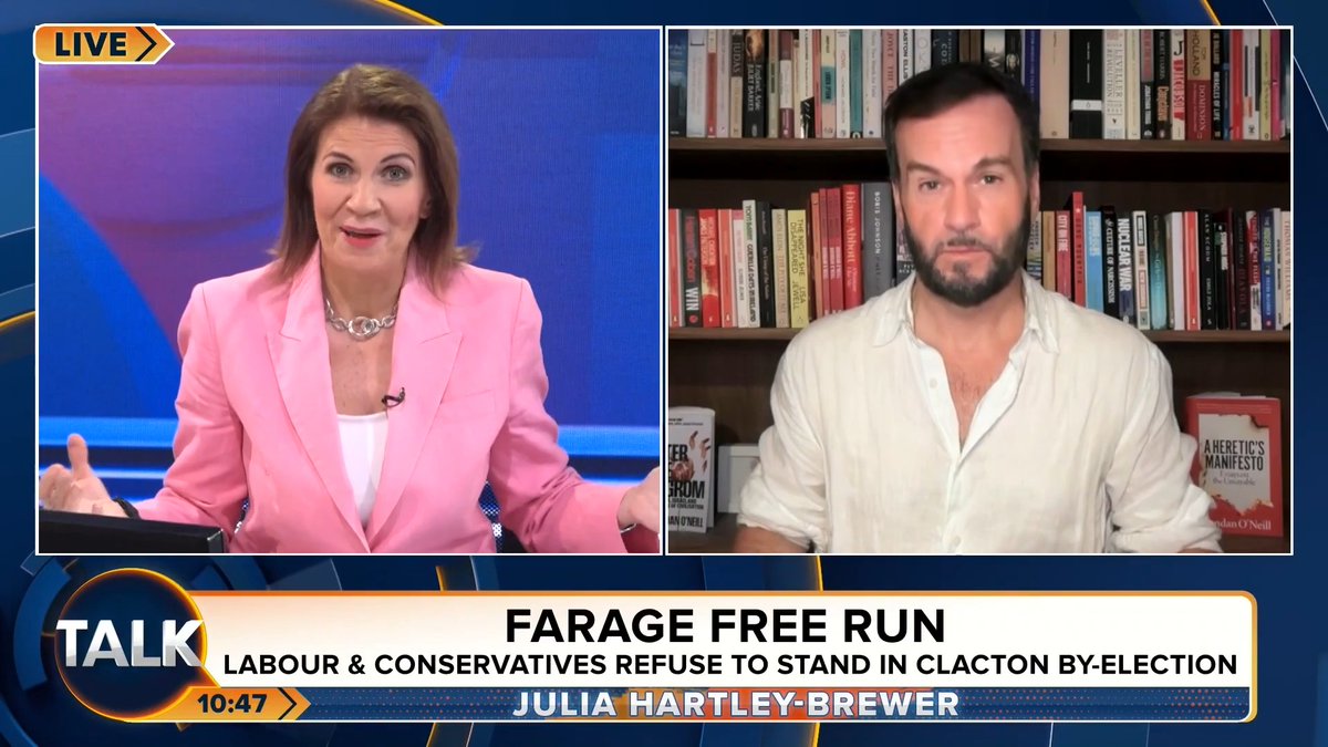 🚨"They want to GET RID of Farage so ordinary people don't have anybody to vote for at the ballot box" Brendan O'Neill says the entire establishment is trying to unperson Farage and scare him out of public life. "My biggest worry is the POWER of the media establishment"