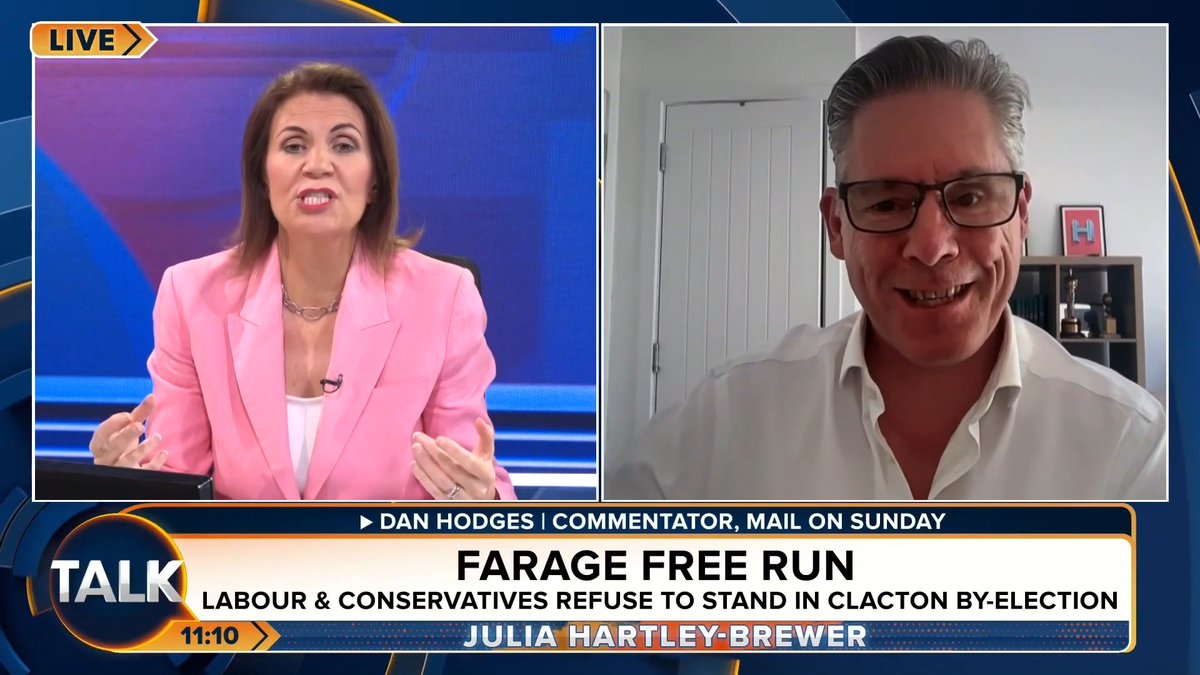 🚨"What's already a disaster will become a NATIONAL CATASTROPHE" Dan Hodges thinks the Clacton by-election will not even happen because it will completely destroy Nigel Farage. "If Farage goes through with this he will become a national LAUGHING STOCK"