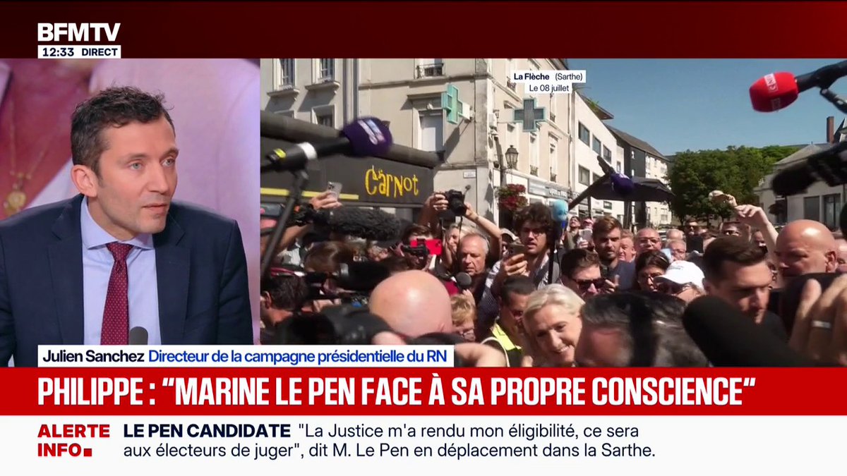 Pourvoi en cassation de Marine Le Pen: "Elle est présumée innocente et a le droit de se défendre à nouveau", affirme Julien Sanchez, directeur de la campagne présidentielle du RN