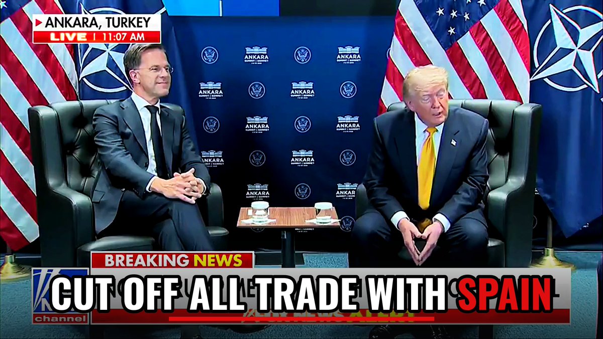 Trump to Spain: Pay your NATO bills or lose US trade. Ordered a full cutoff right after the Ankara family photo.