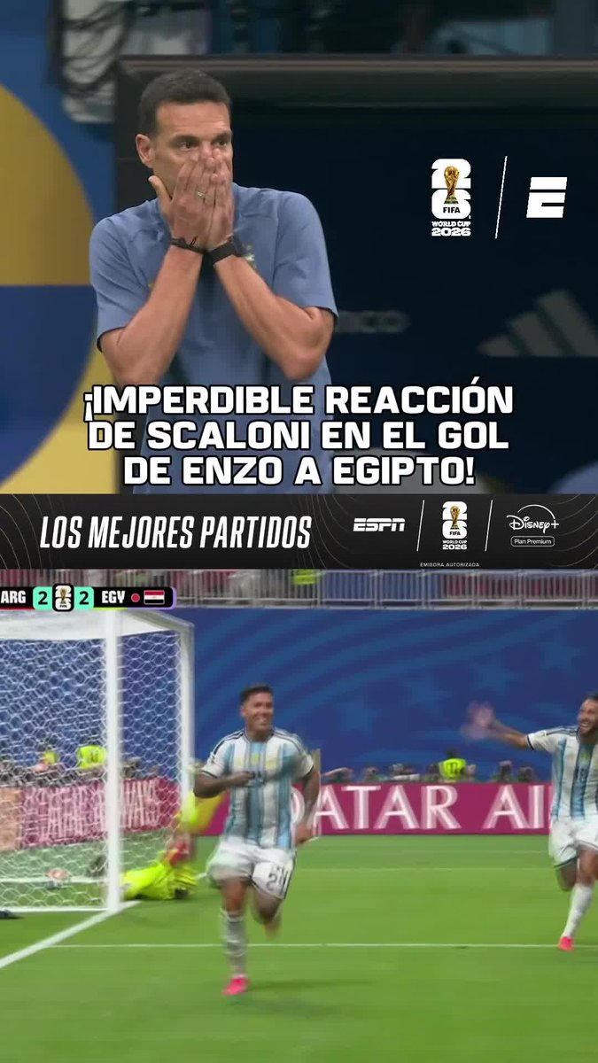 🫣 ¡NO ES PARA MENOS, LIO! Scaloni y una imperdible reacción al agónico gol de Enzo Fernández que le dio a Argentina la clasificación sobre Egipto en la Copa del Mundo. ⚽ #ESPNMundial 📺 Mirá los mejores partidos de la #FIFAWorldCup por ESPN, en el Plan Premium de #DisneyPlus