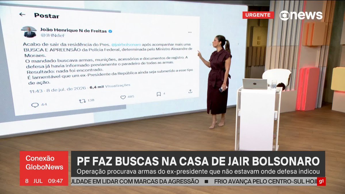Advogado de defesa de Bolsonaro afirma que "é lamentável que um ex-Presidente da República ainda seja submetido a esse tipo de ação", sobre buscas da PF por armas na casa de Jair Bolsonaro. ➡️Assista à #GloboNews: #conexãoglobonews #Bolsonaro #PF