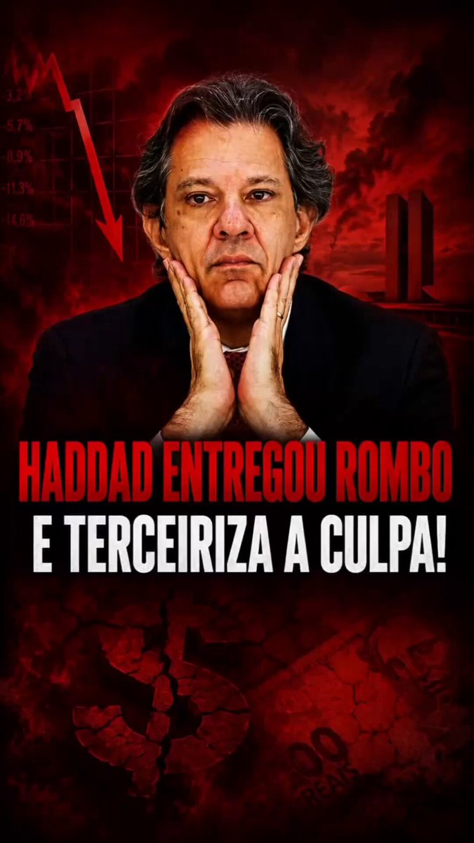 Haddad tenta terceirizar a culpa pelo rombo que o próprio PT criou. Mente e posa de vítima após desarrumar as contas públicas e entregar uma herança fiscal maldita ao povo. Discutir economia com o PT é como jogar xadrez com pombos: bagunçam tudo e dizem que venceram.