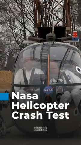 At NASA's Langley Research Center in Hampton, Virginia, engineers deliberately slammed a small helicopter into concrete, collapsing the skid gear and cracking the windscreen — internal data recorders captured the occupant impact forces to help researchers develop safer helicopter designs. 🎥: NASA Langley Research Center / YT