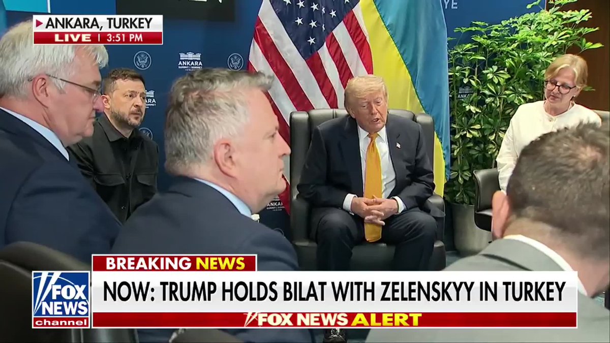 JUST IN: President Trump says both Ukrainian President Zelenskyy and Russian President Putin want to see a settlement to end the war, following a highly successful NATO meeting. "He wants to see a settlement. And I think President Putin wants to see a settlement, and usually that means a settlement.” “This is, this is a tough one, but I just, you know, we just had our NATO meeting, and it was a great meeting." "You probably heard it was a great meeting. It a lot of, there was a lot of love in that room. Yeah, a lot of unity."