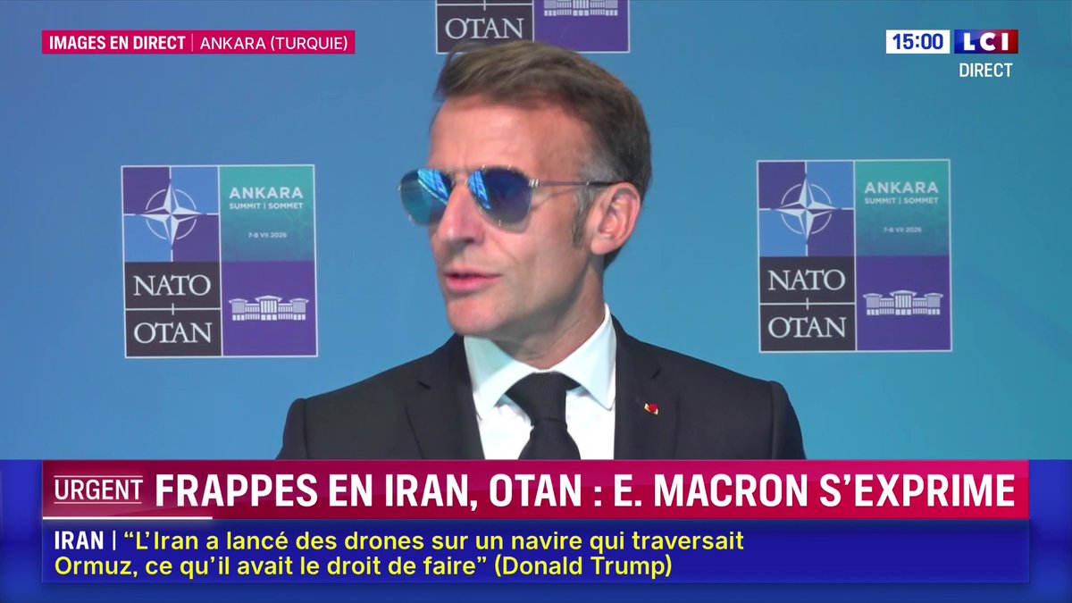 🔴 Frappes en Iran : 🗣️ "Il y a eu une violation de l'accord par les frappes iraniennes qui ont conduit à une réponse américaine. (...) Il faut continuer d'avancer avec beaucoup de calme, de sang froid et de patience. Nous défendons la paix et la stabilité." Emmanuel Macron