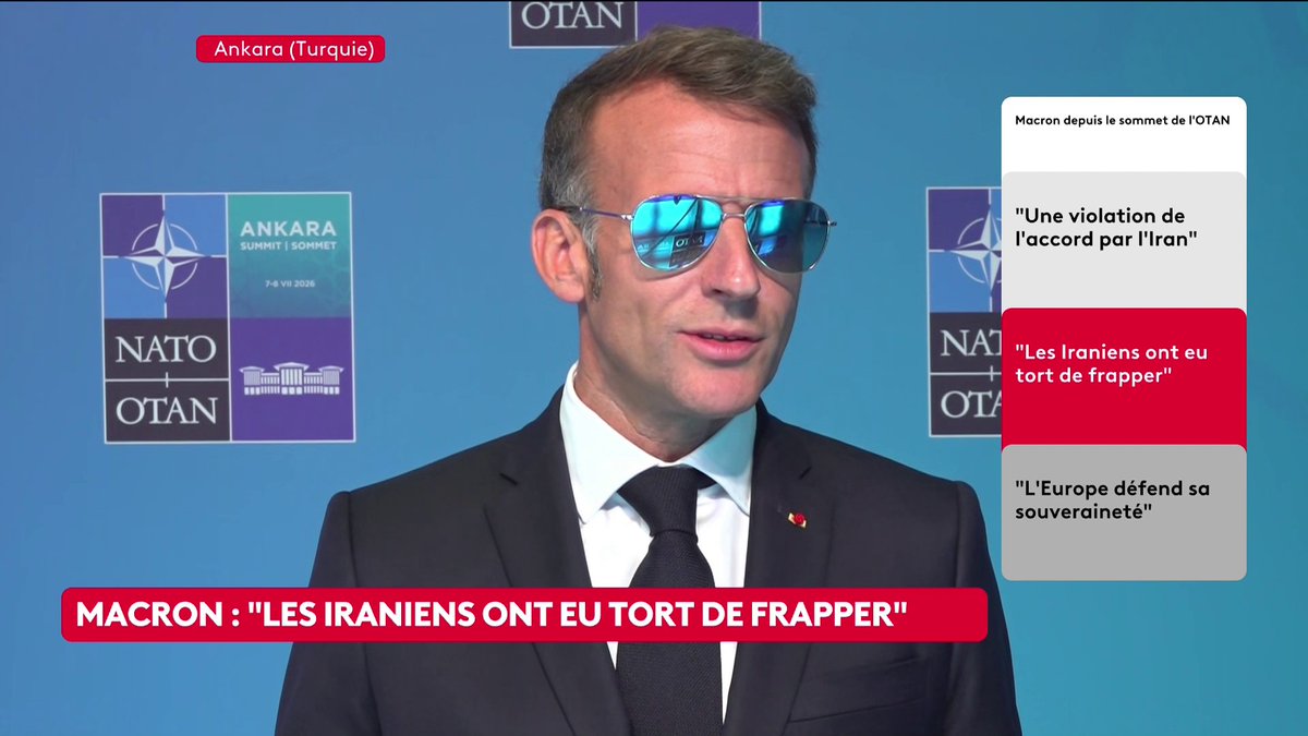🔴 🗣️ "On est à l'étranger, je n'aime pas commenter l'actualité politique française", déclare Emmanuel Macron depuis le sommet de l'Otan à Ankara (Turquie), interrogé sur la candidature de Marine Le Pen à l'élection présidentielle. #canal16