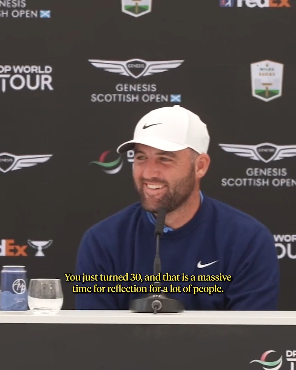 Scottie Scheffler was asked if he's had time to reflect on recently turning 30. "Not really... My hair has been receding for years. So 30 is not going to have any effect on that." 😂