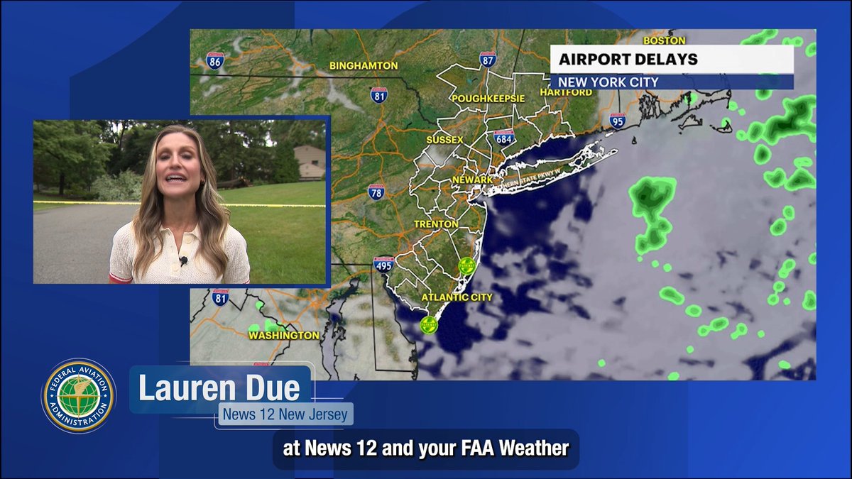 Flying this week? ✈️ #FAAWeatherSquad guest News12NJ meteorologist Lauren Due has the latest on weather in the Garden State and across the U.S. through the weekend. Check your flight status with your airline and find airport updates at Get travel tips ➡️
