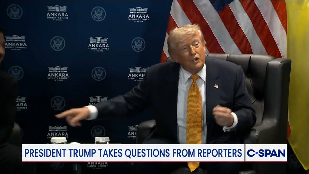 President Trump asks reporters for questions for Russia President Vladimir Putin, while pointing to Zelensky: "Because I'm speaking to him today. Give me a good hard question."